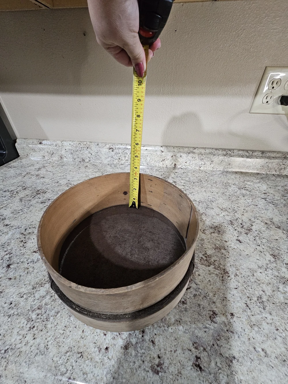 Vintage/Antique Wooden Flour Sieve with Metal Mesh